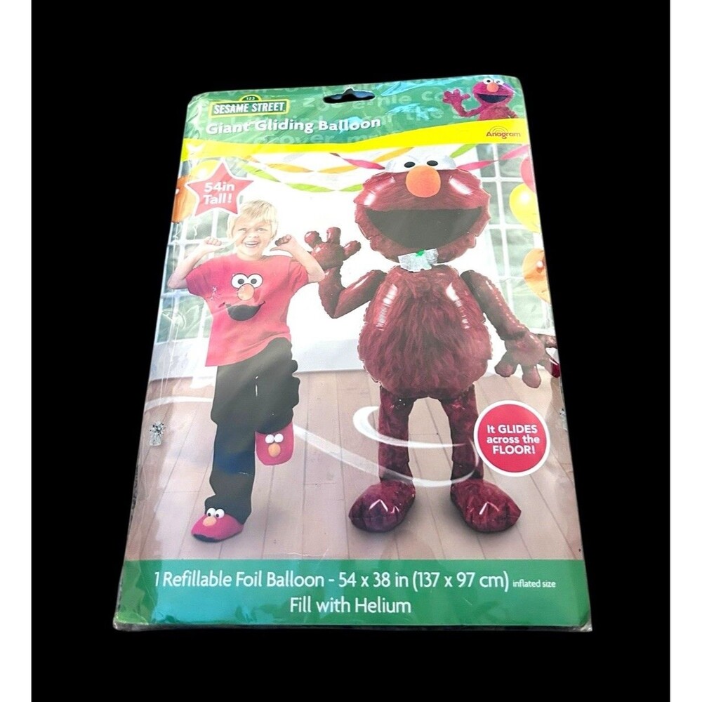 NOS Sesame Street 1 Refillable Foil Balloon 54 X 38” Fill With Helium Elmo